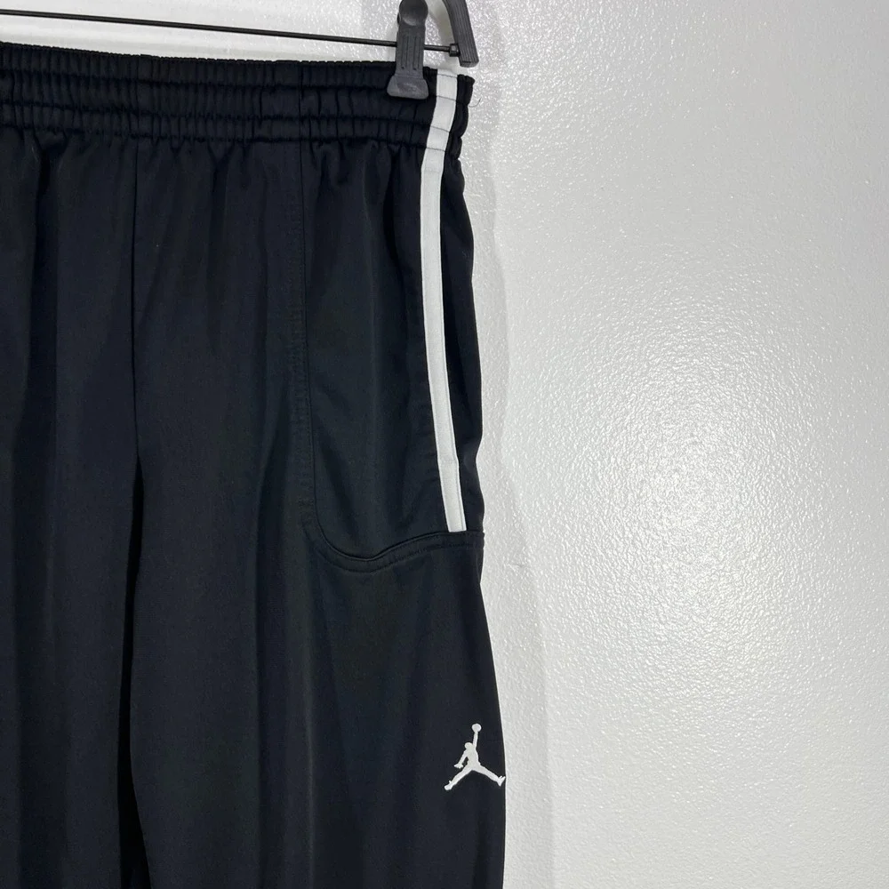 Air Jordan Track Pants Mens Small Athletic Training Black White Stripe Ankle Zip